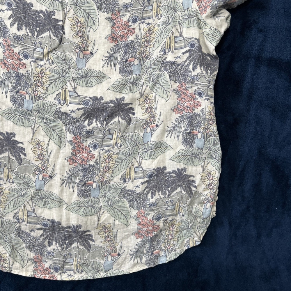 Tahari Womens Linen Top Size 1X Surfing Tropical Beach Print Resort Vacation - Picture 12 of 14